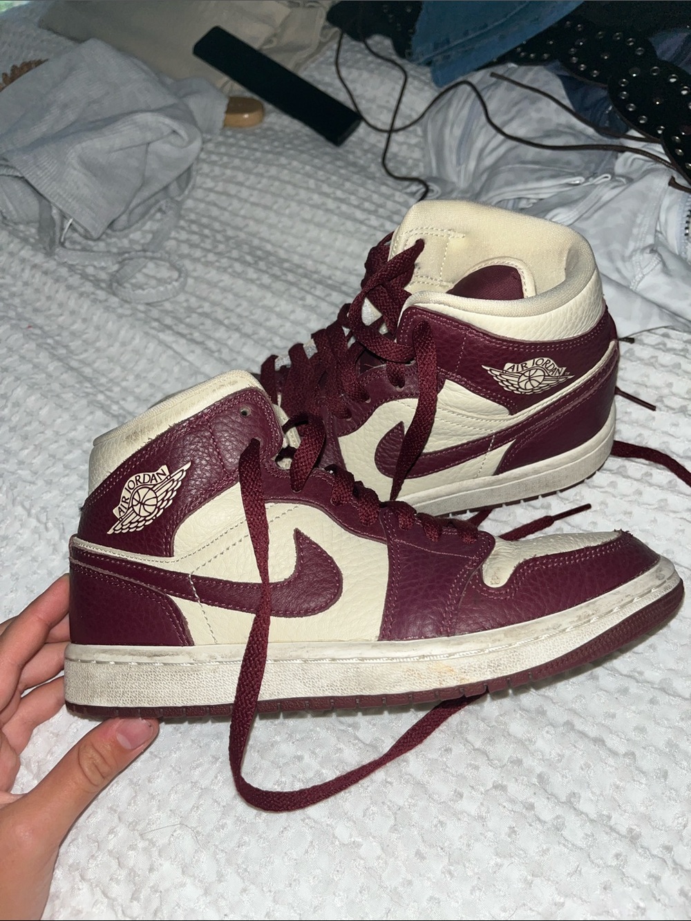 Jordan Mid-Top Women’s Sneakers in Maroon and Cream